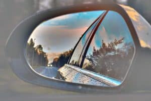 Looking out from rear view mirror