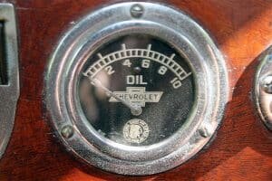 high oil pressure gauge closeup