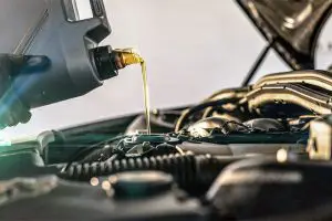 Performing an oil change closeup